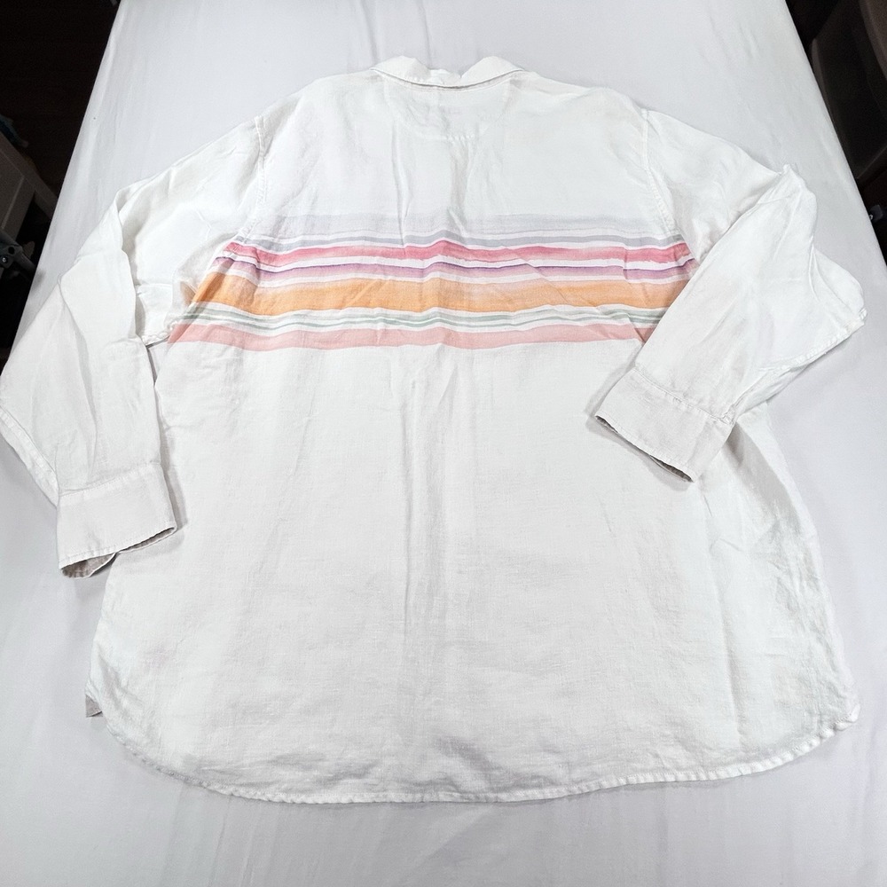 NEW Tommy Bahama Mens XXL Cape Coral Stripe Long Sleeve Button Up Linen Shirt - Picture 12 of 14